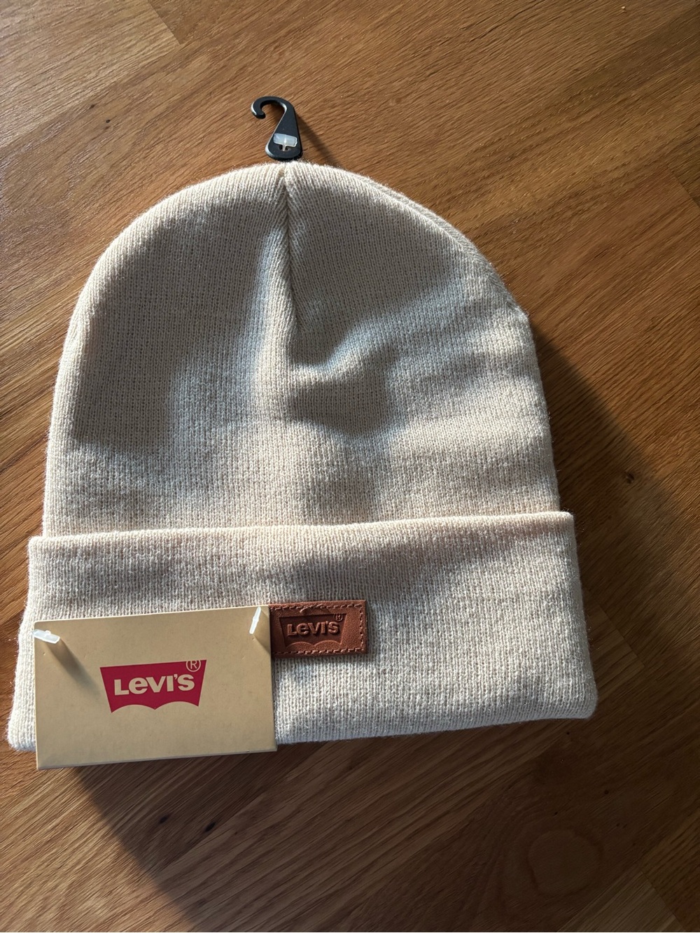 Levi's Cream Knit Beanie - Classic Folded Cuff